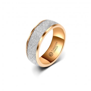 Anel de Tungstênio Rose com Detalhes em Cima 8mm (FJ57-8) Anel de Tungstênio Rose com Detalhes em Cima 8mm (FJ57-8)