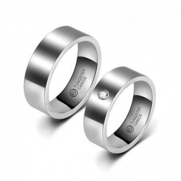 Anel de Tungstênio Prateado Reto 8mm (FJ42-8) Anel de Tungstênio Prateado Reto 8mm (FJ42-8)