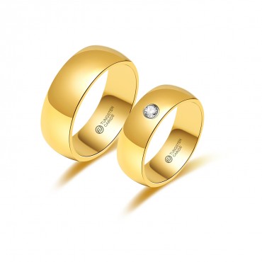 Aliança de Tungstênio Dourada Tradicional Boleada 8mm (FJ01-8)