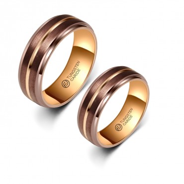 Aliança de Tungstênio Rose Escuro com Listra Clara 8mm (FJ10-8)