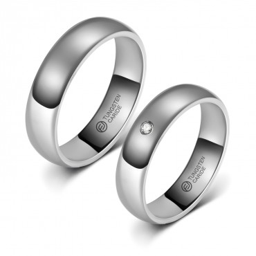 Aliança de Tungstênio Prateada Tradicional Boleada 6mm (FJ39-6)