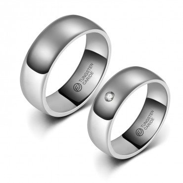 Aliança de Tungstênio Prateada Tradicional Boleada 8mm (FJ39-8)