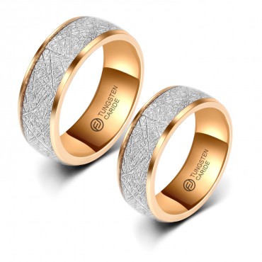 Aliança de Tungstênio Rose com Detalhes em Cima 8mm (FJ57-8)