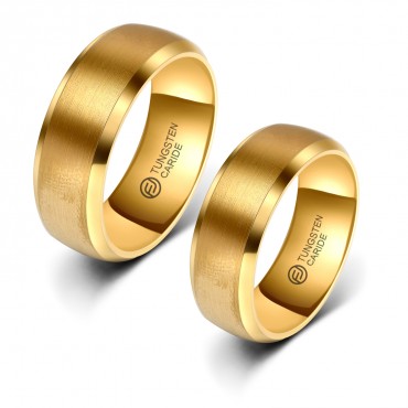 Aliança de Tungstênio Dourada Escovada 8mm (FJ72-8)