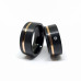 Anel de Tungstênio Preto Frisado com Listra Rose Lateral 8mm (FJ06-8)