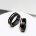 Anel de Tungstênio Preto Frisado com Listra Rose Lateral 8mm (FJ06-8)