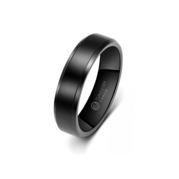 Anel de Tungstênio Preto Reto 6mm (FJ23-6)