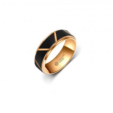 Anel de Tungstênio Preto com Detalhes Rose 8mm (FJ03-8) Anel de Tungstênio Preto com Detalhes Rose 8mm (FJ03-8)