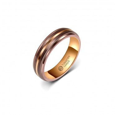Anel de Tungstênio Rose Escuro com Listra Clara 6mm (FJ10-6) Anel de Tungstênio Rose Escuro com Listra Clara 6mm (FJ10-6)