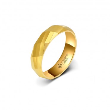 Anel de Tungstênio Dourado com Retângulos Brilhantes 6mm (FJ16-6)