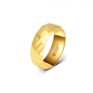 Anel De Tungstênio Dourado Com Retângulos Brilhantes 8mm (FJ16-8) Anel De Tungstênio Dourado Com Retângulos Brilhantes 8mm (FJ16-8)