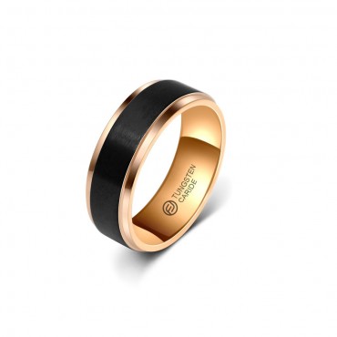 Anel de Tungstênio Preto com Borda Rose 8mm (FJ19-8) Anel de Tungstênio Preto com Borda Rose 8mm (FJ19-8)