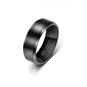 Anel de Tungstênio Preto Reto 8mm (FJ23-8) Anel de Tungstênio Preto Reto 8mm (FJ23-8)