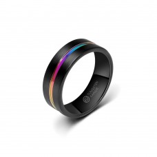 Anel De Tungstênio Preto Reto Colorido 8mm (FJ25-8) Anel De Tungstênio Preto Reto Colorido 8mm (FJ25-8)