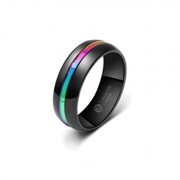 Anel de Tungstênio Preto Boleado Colorido 8mm (FJ26-8) Anel de Tungstênio Preto Boleado Colorido 8mm (FJ26-8)
