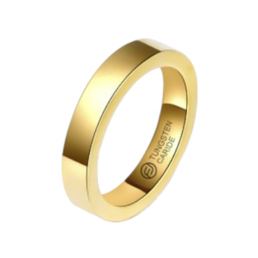 Anel de Tungstênio Dourado Reto 4mm (FJ27-4)  Anel de Tungstênio Dourado Reto 4mm (FJ27-4)