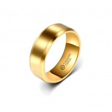 Anel de Tungstênio Dourado Reto com Borda Trabalhada 8mm (FJ28-8)