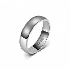 Anel de Tungstênio Prateado Tradicional Boleado 6mm (FJ39-6)