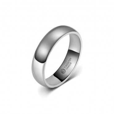 Anel de Tungstênio Prateado Tradicional Boleado 6mm (FJ39-6)