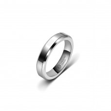Anel de Tungstênio Prateado Reto com Borda Trabalhada 4mm (FJ40-4)