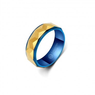 Anel de Tungstênio Dourado com Interior Azul 8mm (FJ43-8) Anel de Tungstênio Dourado com Interior Azul 8mm (FJ43-8)