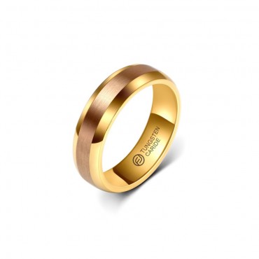 Anel De Tungstênio Rose Com Borda Dourada 6mm (FJ50-6)