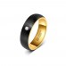 Anel de Tungstênio Preto Boleado com Interior Dourado 6mm (FJ78-6) Anel de Tungstênio Preto Boleado com Interior Dourado 6mm (FJ78-6)