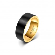 Anel de Tungstênio Preto Reto com Interior Dourado 8mm (FJ79-8) Anel de Tungstênio Preto Reto com Interior Dourado 8mm (FJ79-8)